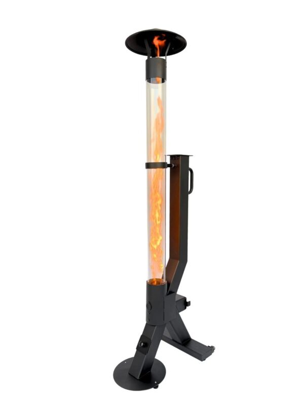 Încălzitor ambiental mobil pe peleți OneFlame– 6,5 kW, flacără 360°, rezervor 3 kg, Negru